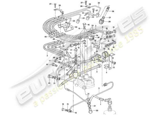 a part diagram from the Porsche 924 (1985) parts catalogue