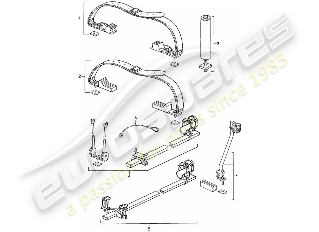 Porsche 924S (1986) ROOF TRANSPORT SYSTEM Part Diagram