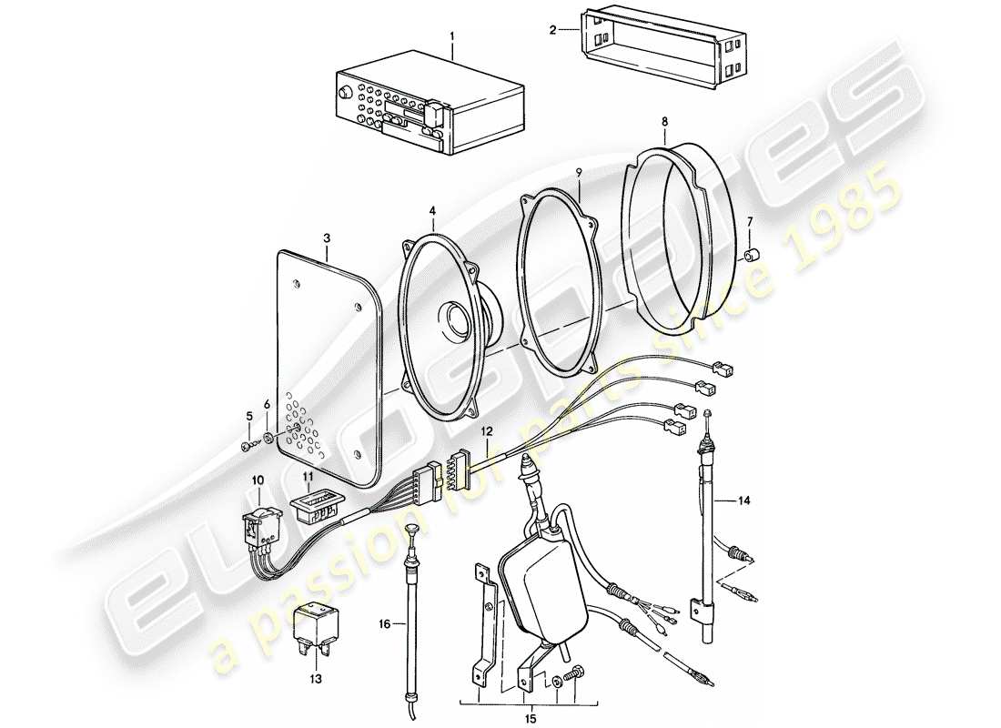 Porsche 924S (1986) RADIO UNIT - ACCESSORIES Part Diagram