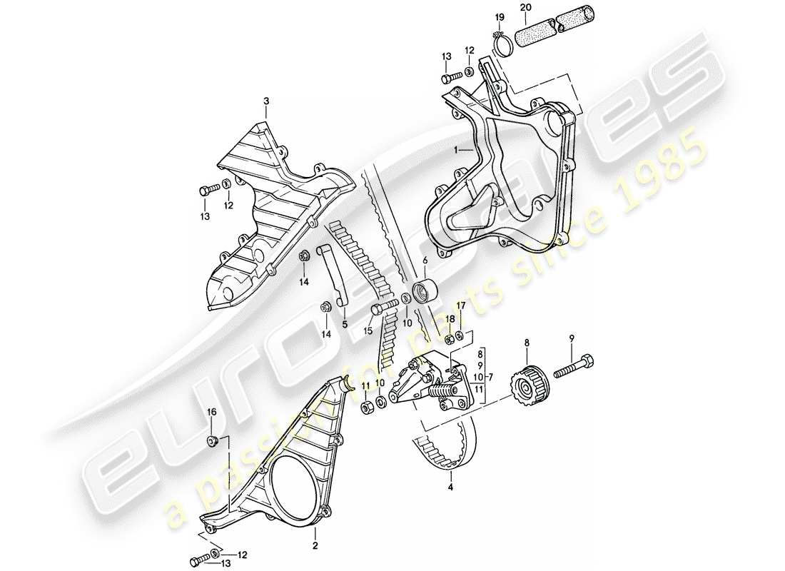 Porsche 924S (1986) CAMSHAFT - DRIVING MECHANISM - D - MJ 1987>> Part Diagram