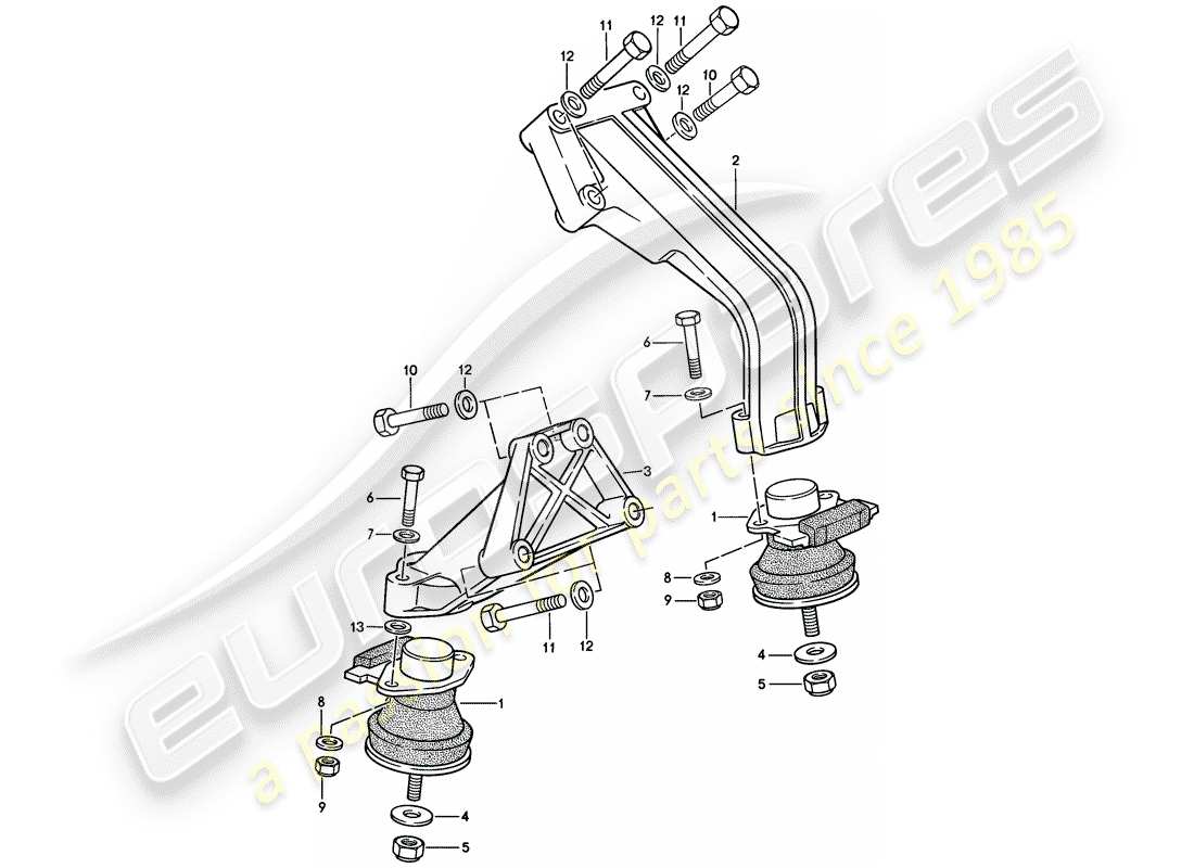 Porsche 924S (1986) engine suspension Part Diagram