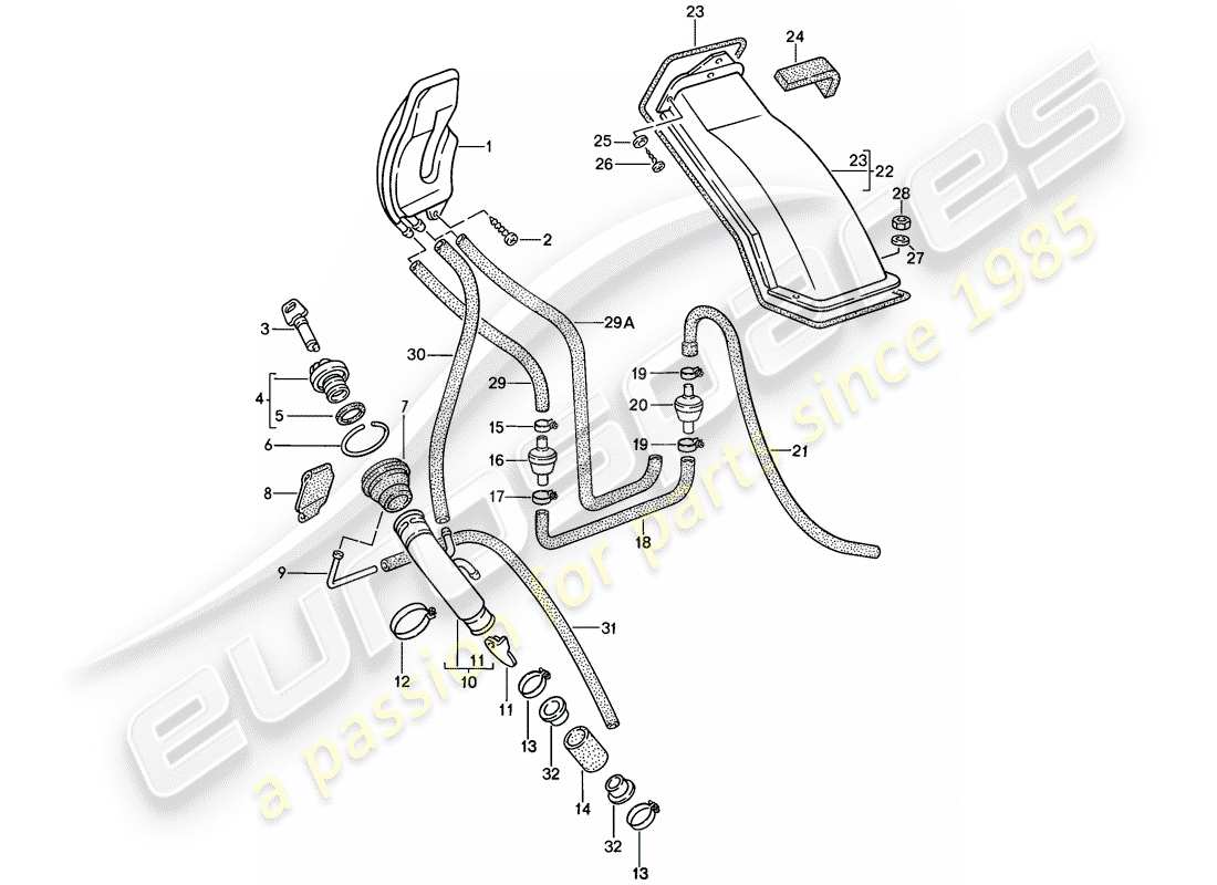 Porsche 924S (1986) FUEL TANK - 2 Part Diagram