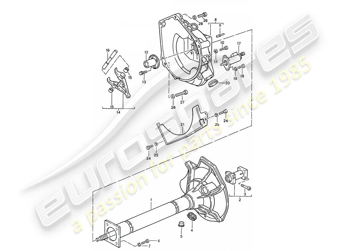 Porsche 924S (1986) CENTRAL TUBE - MANUAL GEARBOX Part Diagram