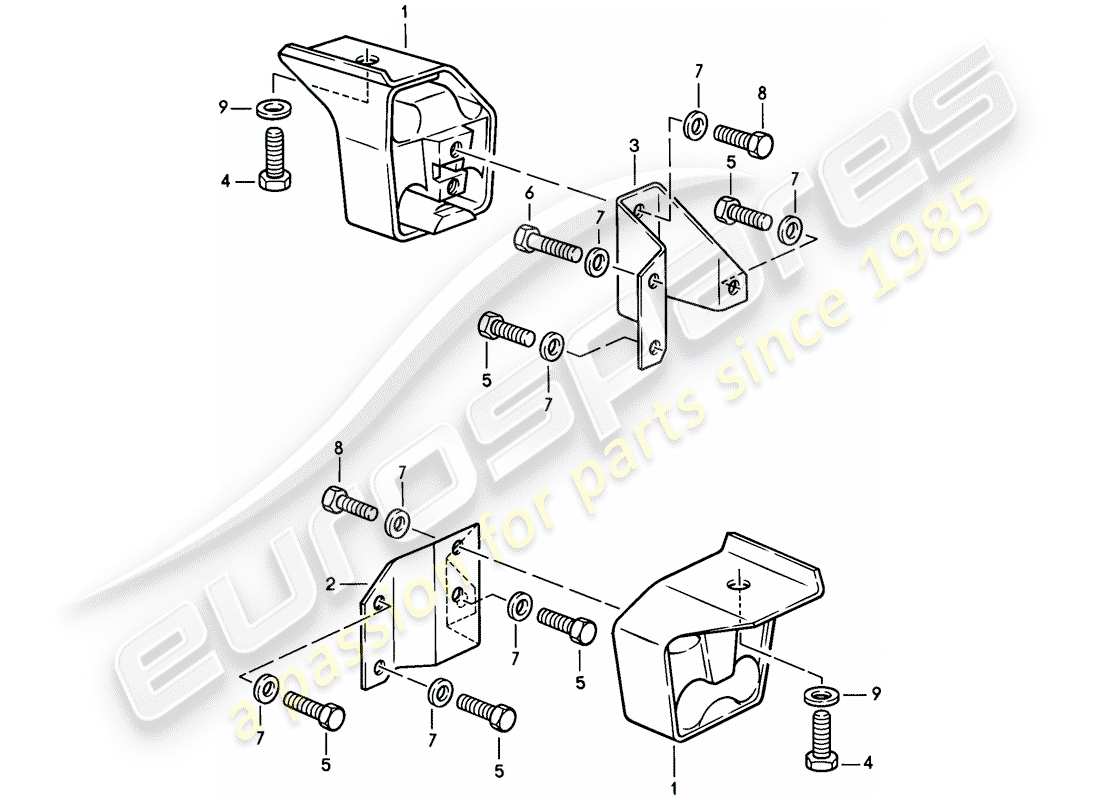 Porsche 924S (1986) TRANSMISSION SUSPENSION - MANUAL GEARBOX Part Diagram