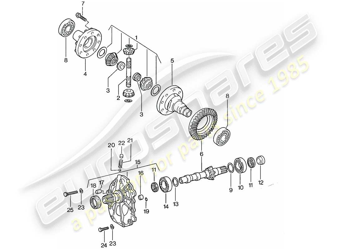 Porsche 924S (1986) DIFFERENTIAL - AUTOMATIC TRANSMISSION Part Diagram