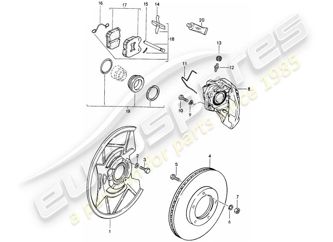 Porsche 924S (1986) DISC BRAKES - FRONT AXLE Part Diagram