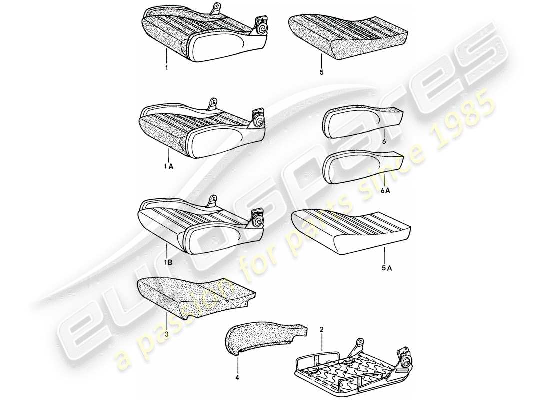 Porsche 924S (1986) SPORTS SEAT - SEAT CUSHION - SINGLE PARTS Part Diagram