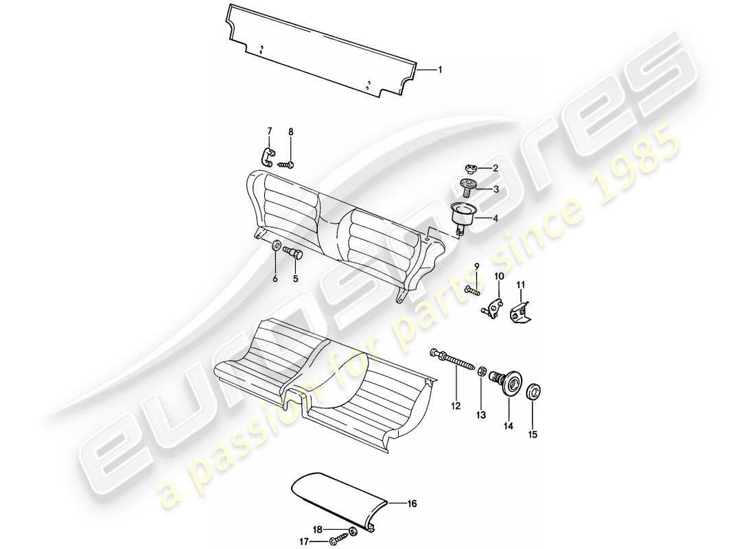 Porsche 924S (1986) EMERGENCY SEAT - SINGLE PARTS Part Diagram