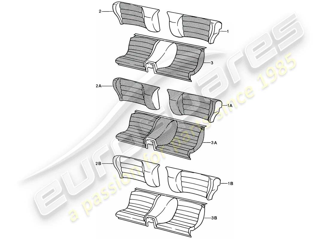 Porsche 924S (1986) EMERGENCY SEAT - DIVIDED Part Diagram