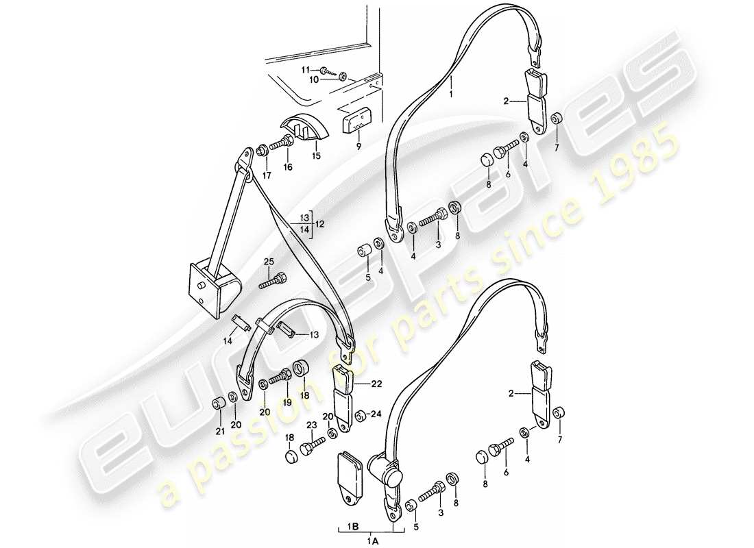 Porsche 924S (1986) SEAT BELT Part Diagram