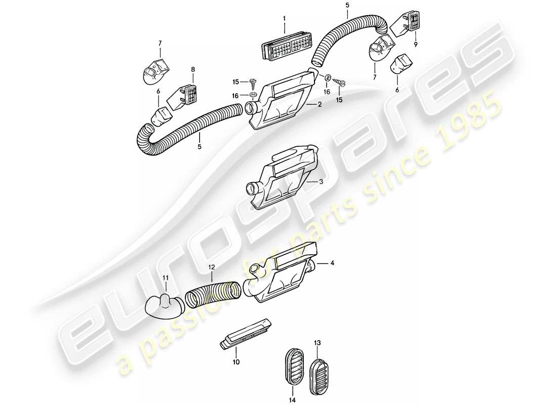 Porsche 924S (1986) AIR DUCT Part Diagram