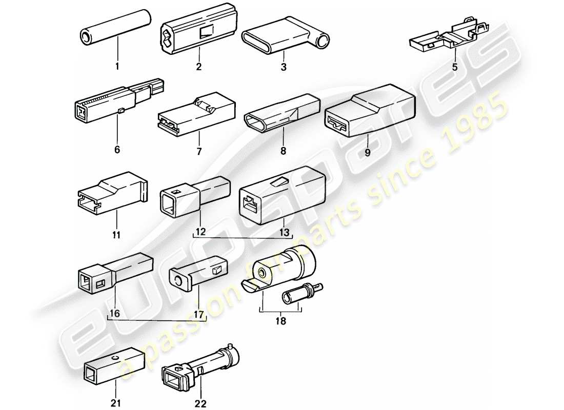 Porsche 924S (1986) BUTT CONNECTOR - CONNECTOR HOUSING - SINGLE POLE Part Diagram