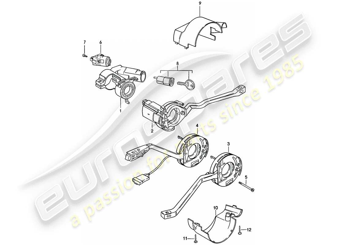 Porsche 924S (1986) STEERING LOCK HOUSING - STEERING COLUMN SWITCH Part Diagram