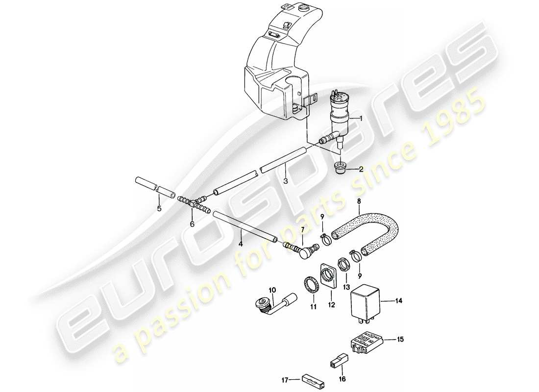 Porsche 924S (1986) HEADLIGHT WASHER SYSTEM Part Diagram