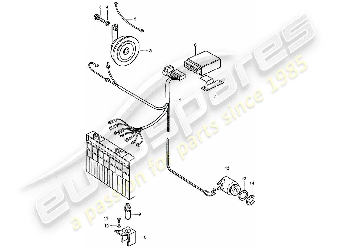 Porsche 924S (1986) ALARM SYSTEM Part Diagram