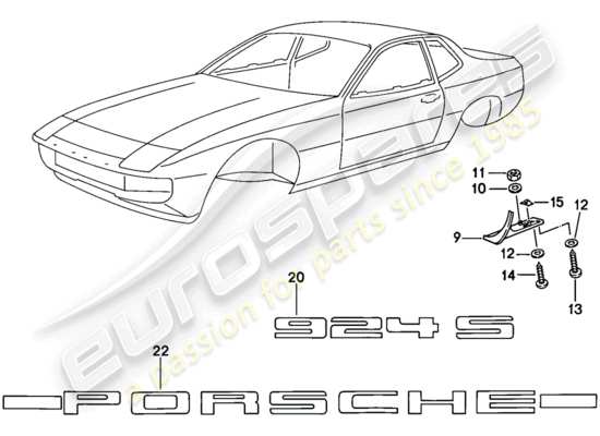 a part diagram from the Porsche 924S parts catalogue