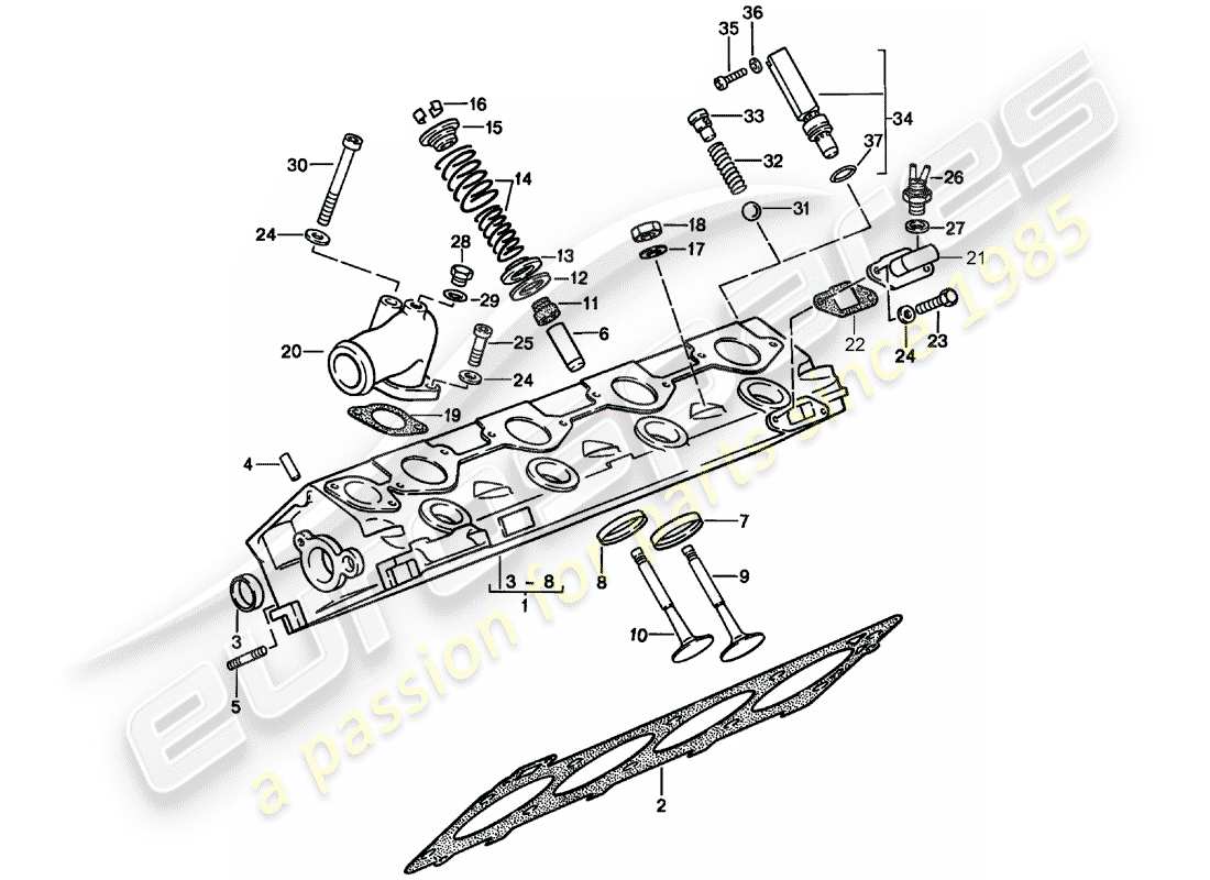 Porsche 924S (1988) CYLINDER HEAD Part Diagram