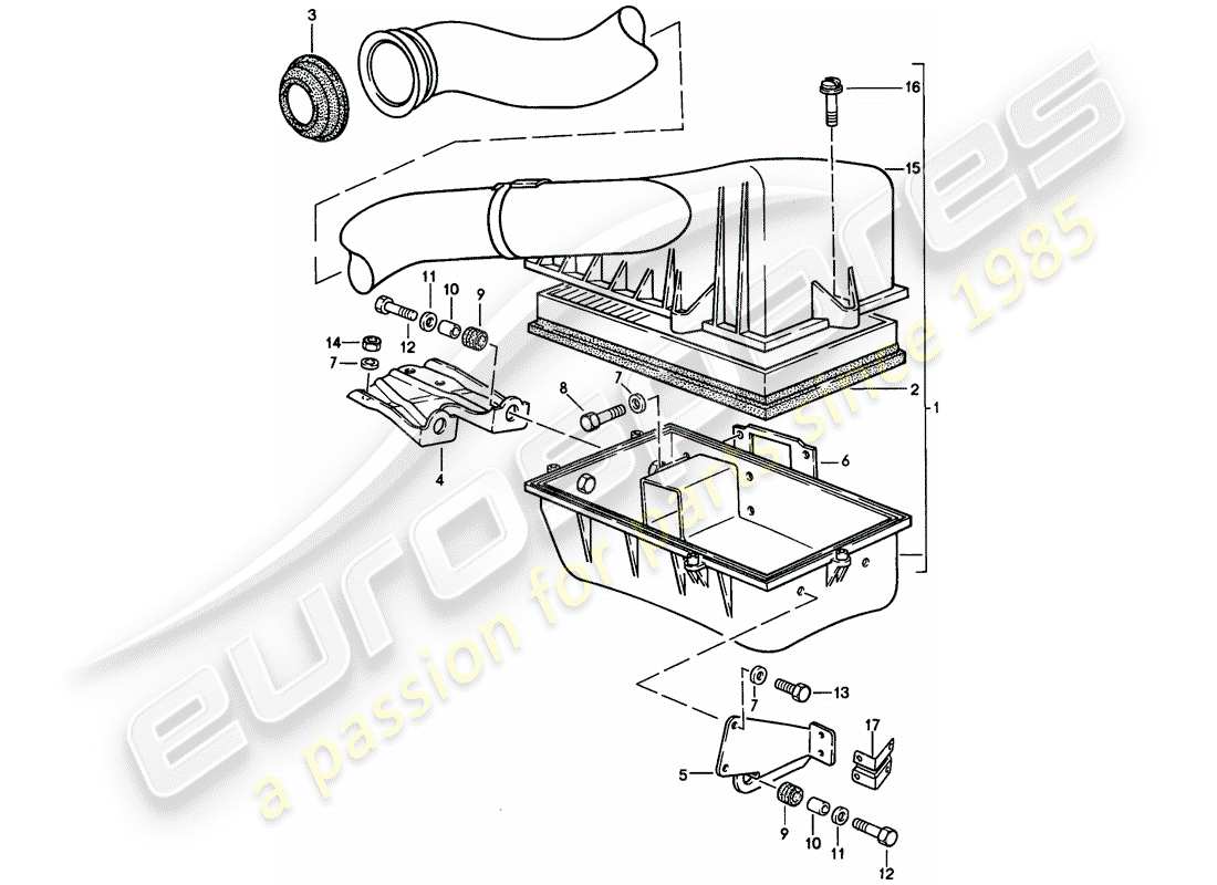 Porsche 924S (1988) air cleaner system Part Diagram