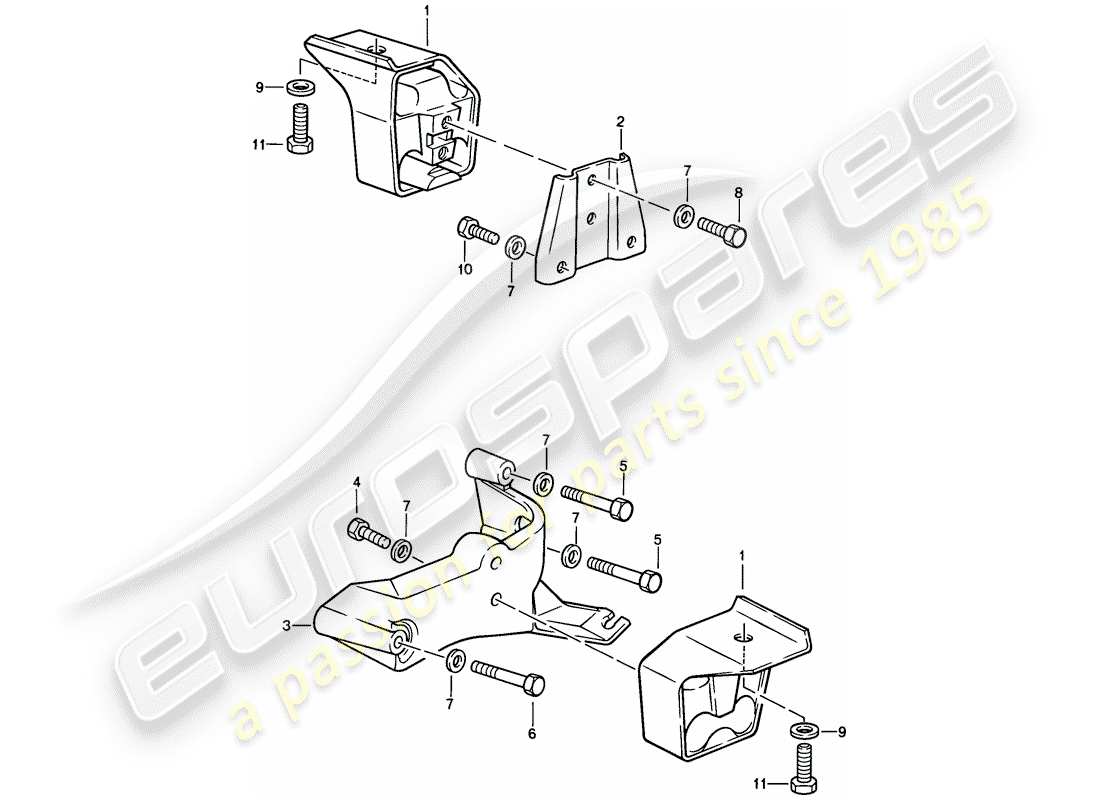 Porsche 924S (1988) TRANSMISSION SUSPENSION - FOR - AUTOMATIC TRANSMISSION Part Diagram