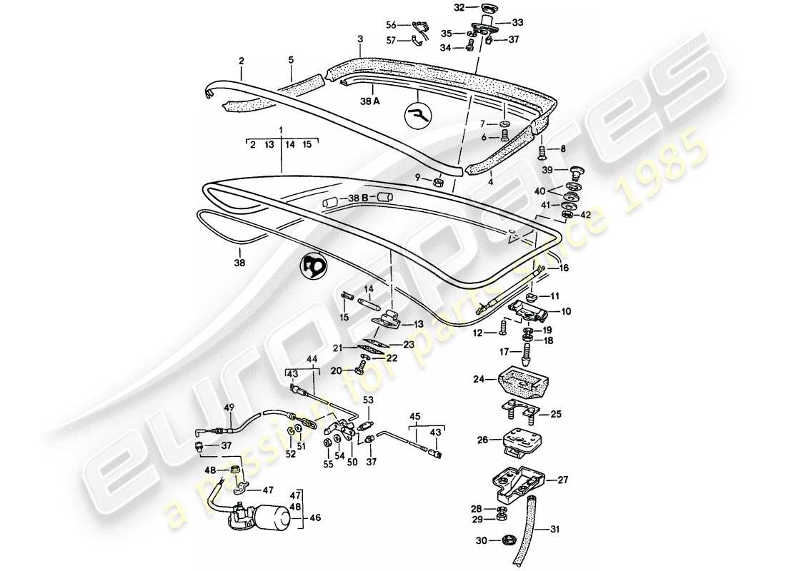 Porsche 924S (1988) REAR TRUNK LID - REAR SPOILER Part Diagram