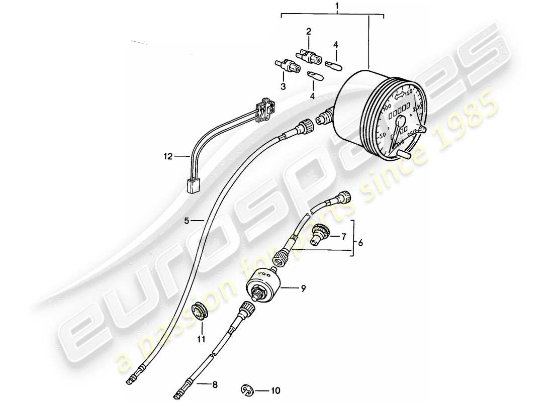 Porsche 924S (1988) SPEEDOMETER Part Diagram