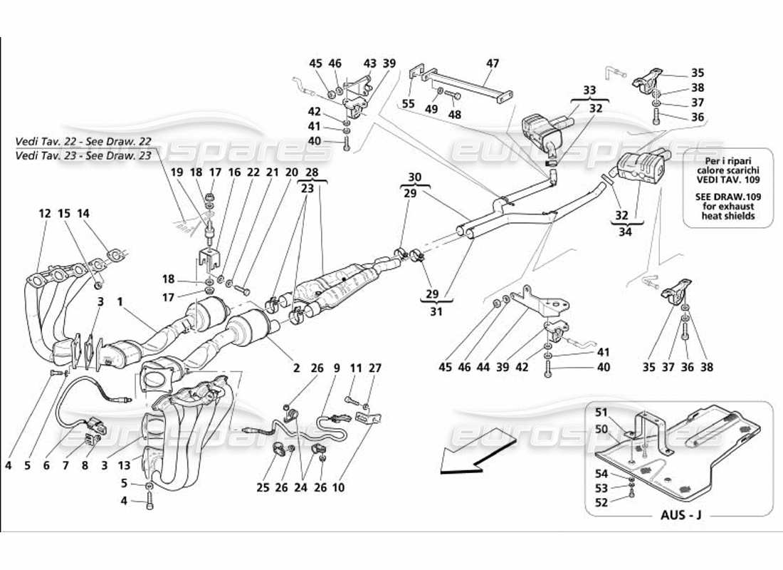 Maserati 4200 Coupe (2005) Exhaust System Parts Diagram