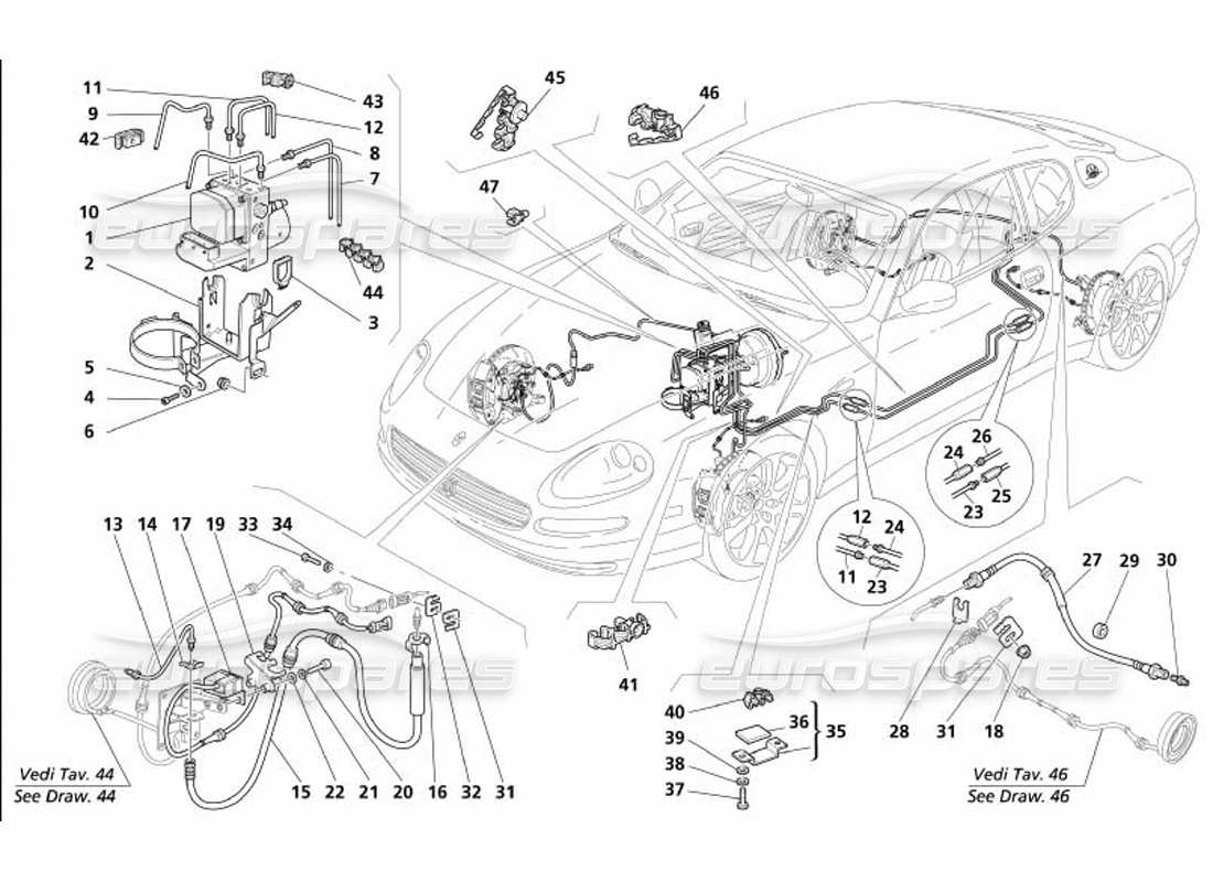 Maserati 4200 Coupe (2005) Braking System -Not for GD- Parts Diagram