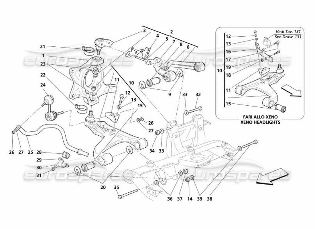 Maserati 4200 Coupe (2005) Front Suspension - Wishbones and Stabilizer Bar Parts Diagram
