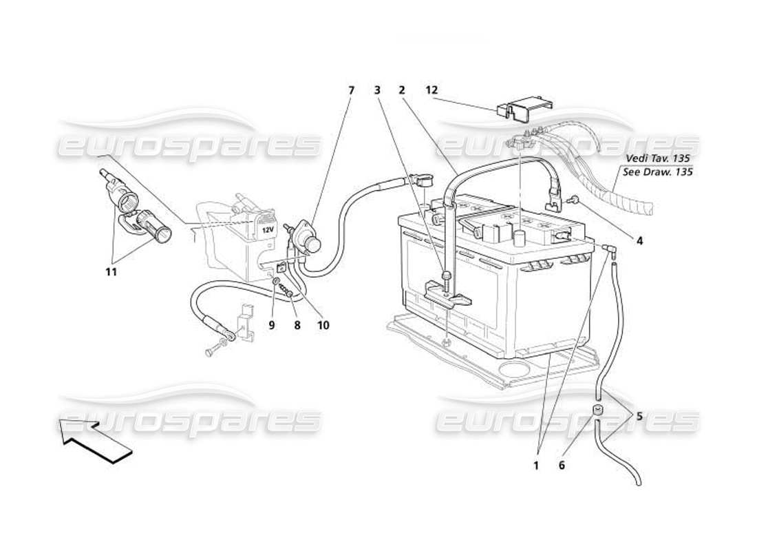 Maserati 4200 Coupe (2005) Battery Parts Diagram