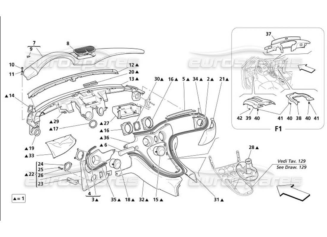 Maserati 4200 Coupe (2005) Dashboard -Not for GD- Parts Diagram