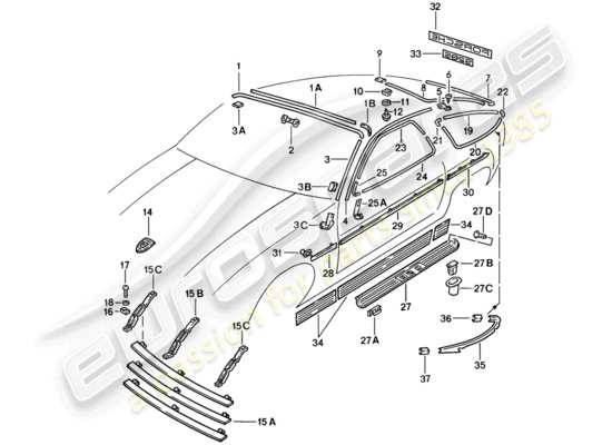 a part diagram from the Porsche 928 (1983) parts catalogue