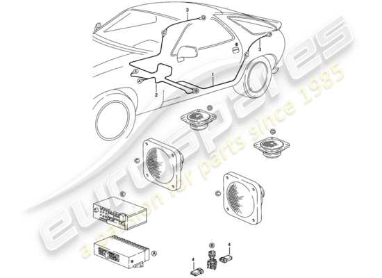 a part diagram from the Porsche 928 (1983) parts catalogue