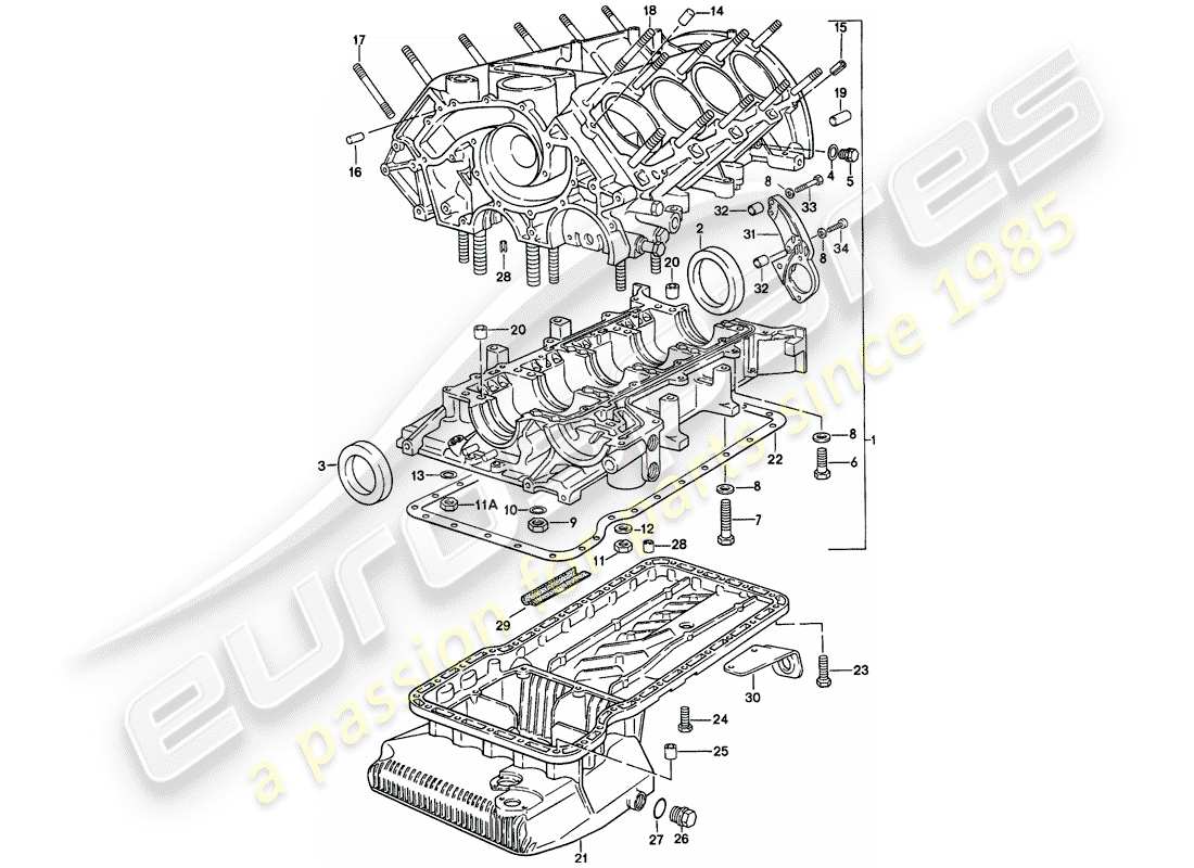 Porsche 928 (1985) CRANKCASE - REPAIR SET FOR MAINTENANCE - SEE ILLUSTRATION: Parts Diagram