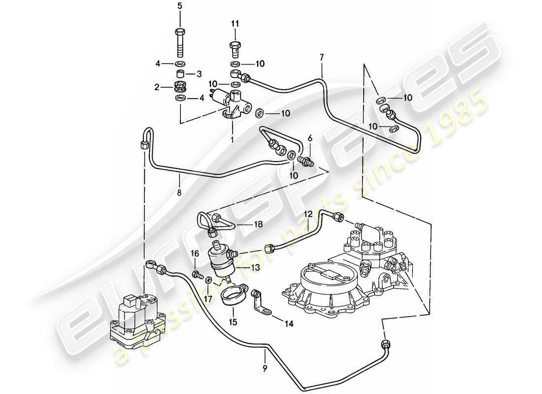 Porsche 928 (1985) CONTROL PRESSURE - LOWERING - D - MJ 1983>> - MJ 1983 Parts Diagram