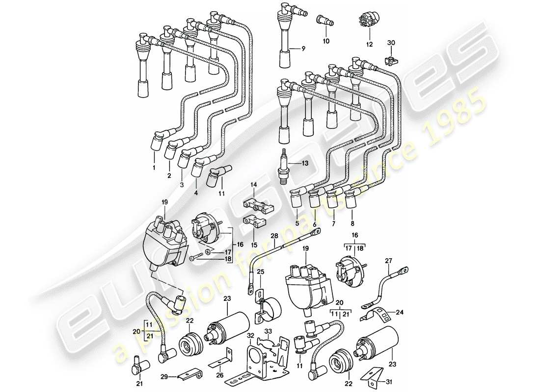Porsche 928 (1985) ENGINE ELECTRICS Parts Diagram