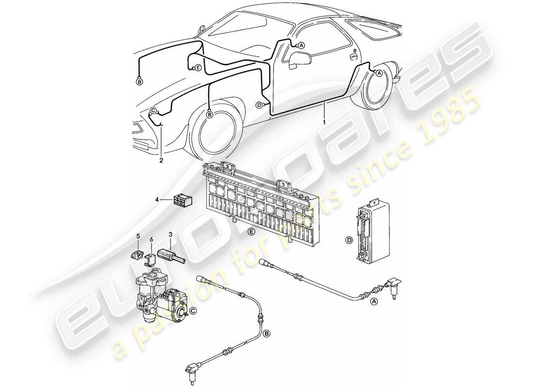 Porsche 928 (1985) HARNESS - ANTI-LOCKING BRAKE SYST. -ABS- Parts Diagram