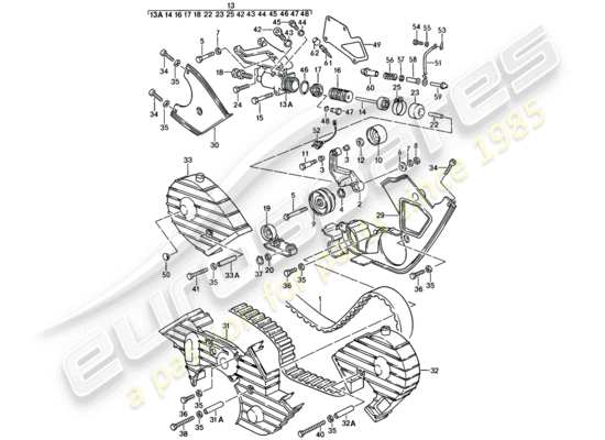 a part diagram from the Porsche 928 (1985) parts catalogue