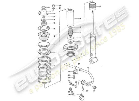 a part diagram from the Porsche 928 (1985) parts catalogue