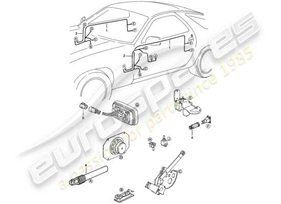 a part diagram from the Porsche 928 (1985) parts catalogue