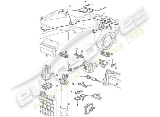 a part diagram from the Porsche 928 (1985) parts catalogue