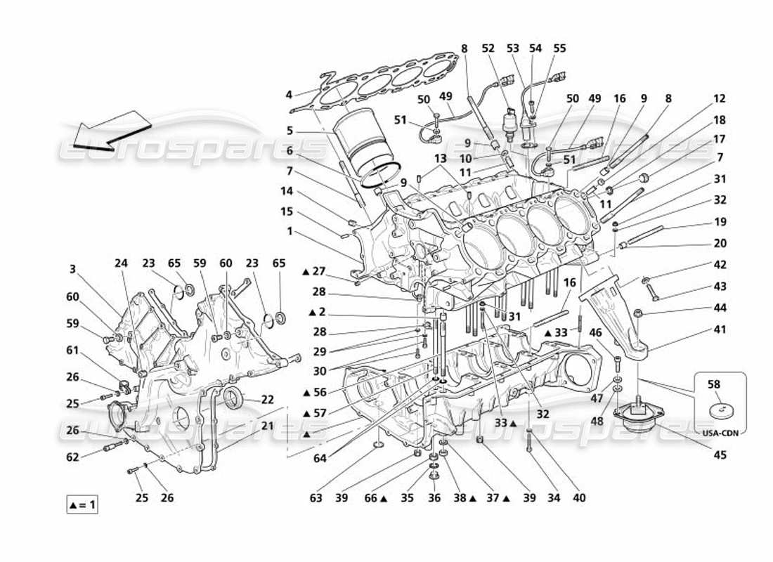 Maserati 4200 Spyder (2005) crankcase Part Diagram