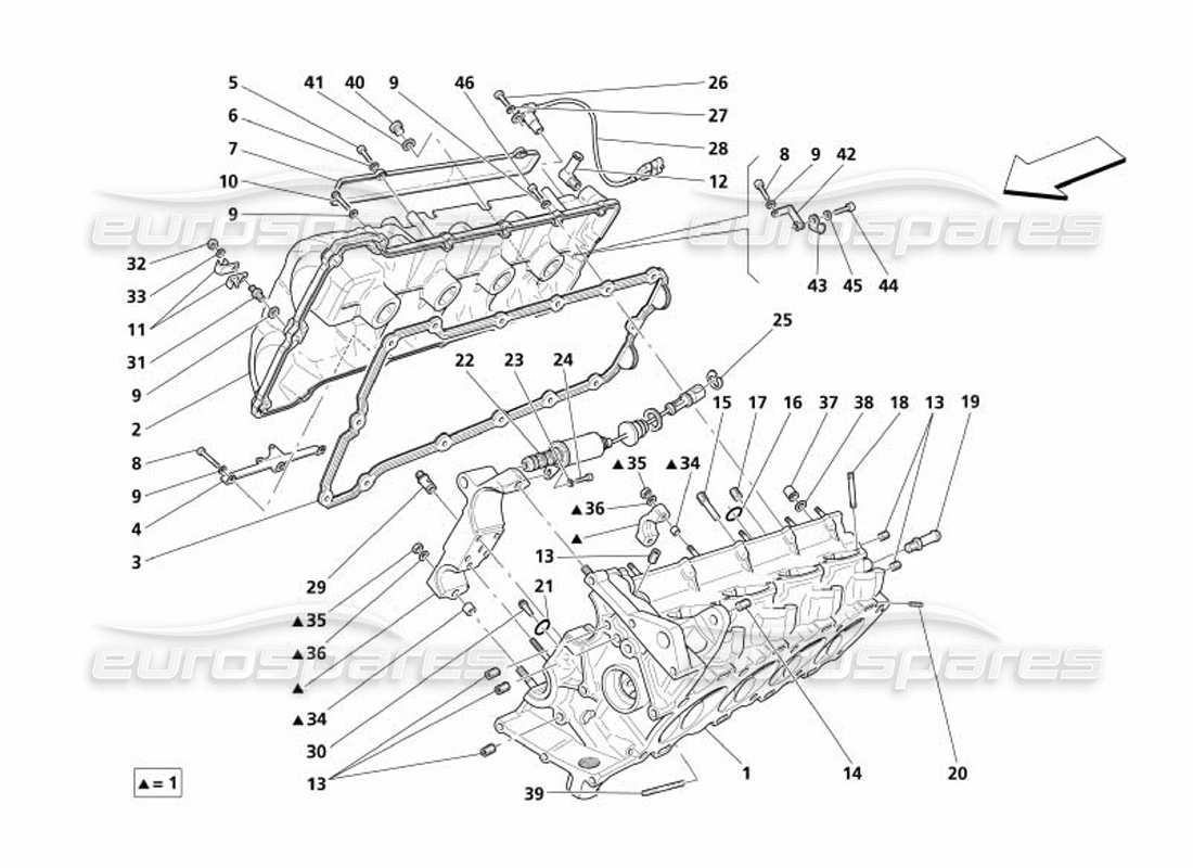 Maserati 4200 Spyder (2005) RH Cylinder Head Part Diagram
