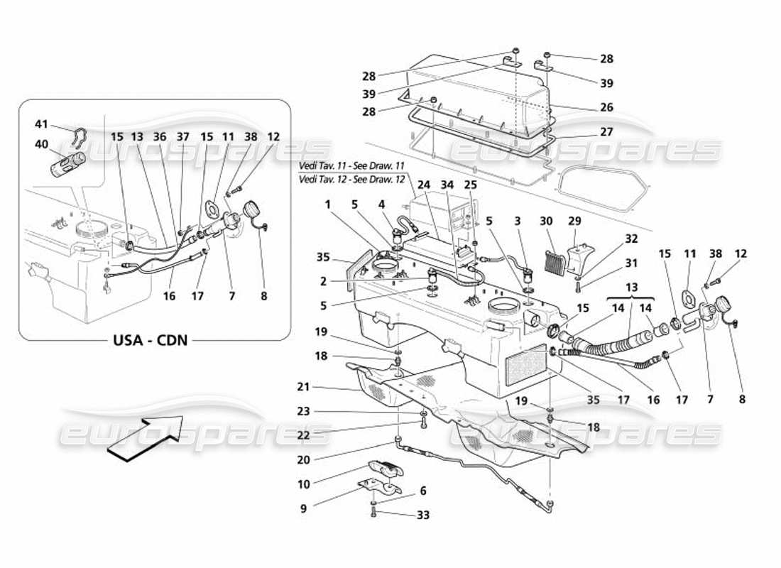 Maserati 4200 Spyder (2005) Fuel Tanks and Union Part Diagram