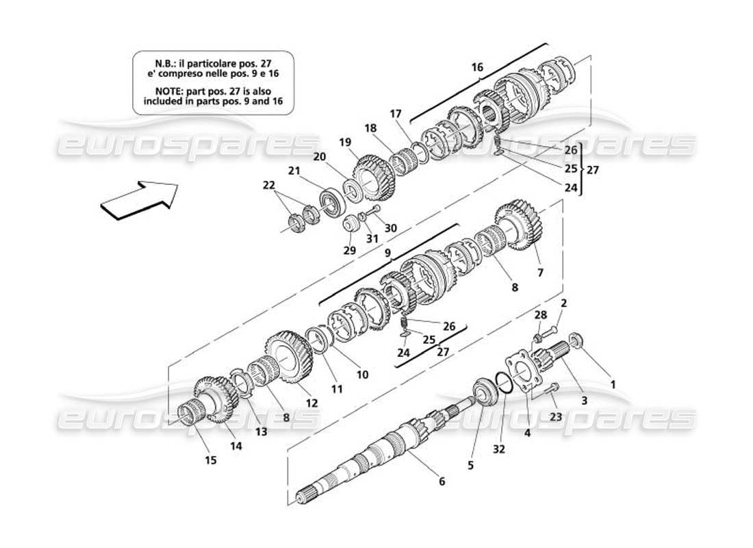 Maserati 4200 Spyder (2005) Main Shaft Gears Part Diagram