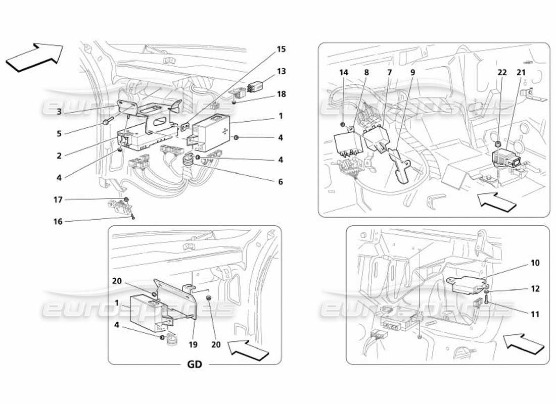 Maserati 4200 Spyder (2005) Front Passengers Compartment Control Station Part Diagram