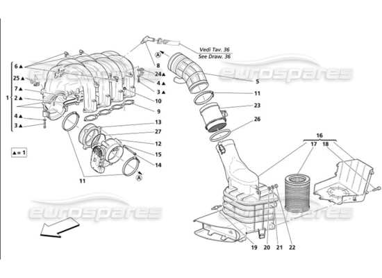 a part diagram from the Maserati 4200 parts catalogue