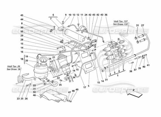 a part diagram from the Maserati 4200 parts catalogue