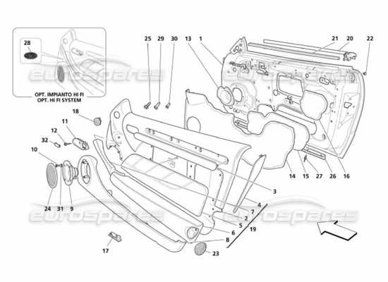 a part diagram from the Maserati 4200 parts catalogue