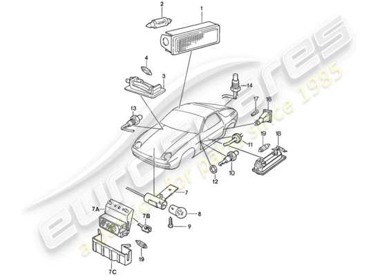 a part diagram from the Porsche 928 parts catalogue