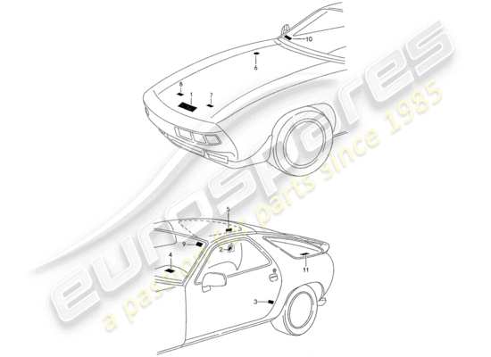 a part diagram from the Porsche 928 parts catalogue